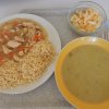 pórková polévka, kuřecí čína, bulgur, salát