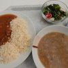 hrstková polévka, cikánská hovězí pečeně, rýže