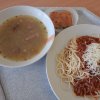 hrstková polévka, milánské špagety se sýrem