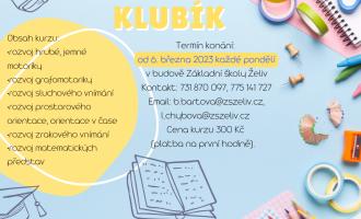 Klubík - přípravný kurz pro budoucí prvňáčky (každé pondělí 15:00-16:00 h.)